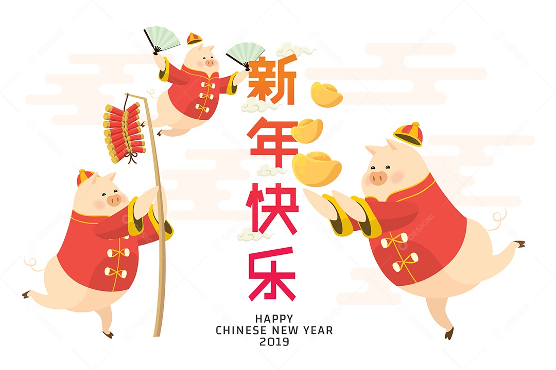 Feliz Ano Novo Chinês Ilustração Vetor EPS