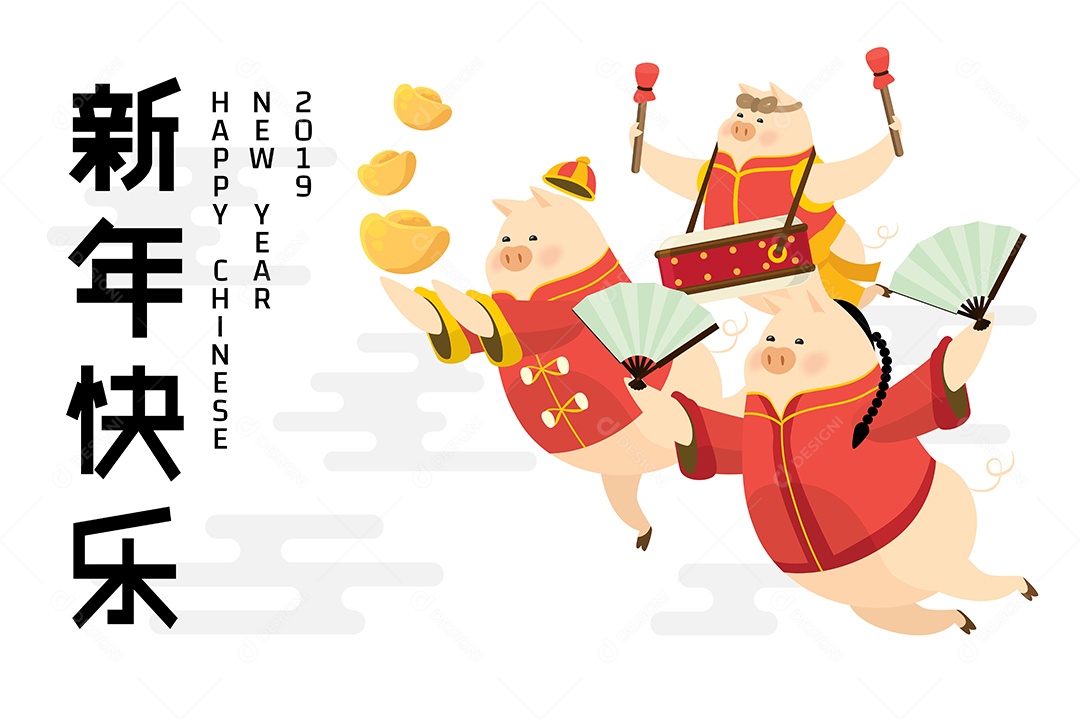 Feliz Ano Novo Chinês Ilustração Vetor EPS