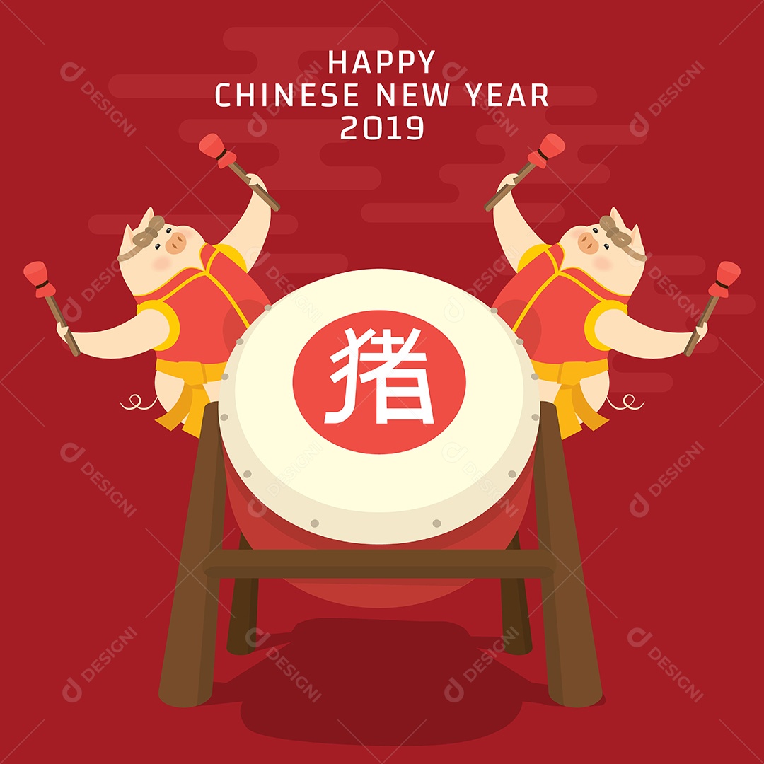 Feliz Ano Novo Chinês Ilustração Vetor EPS