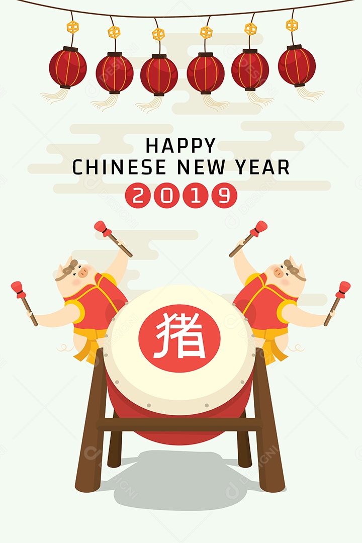 Feliz Ano Novo Chinês Ilustração Vetor EPS