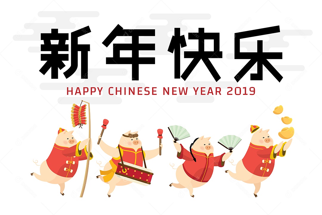 Feliz Ano Novo Chinês Ilustração Vetor EPS