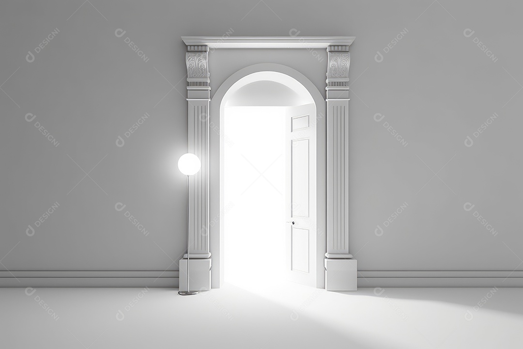 Porta branca sobre uma parede vintage