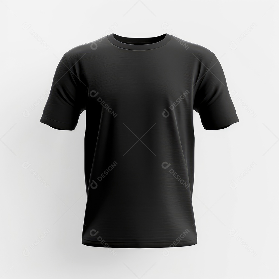 Camiseta preta simples sobre fundo branco