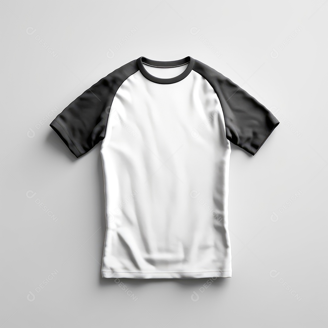 Camiseta simples preta sobre fundo branco