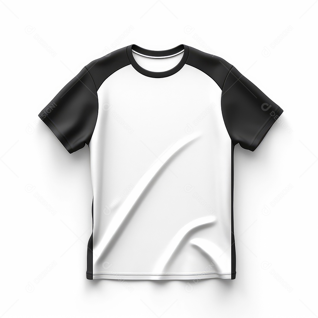 Camiseta branca com preto sobre fundo branco