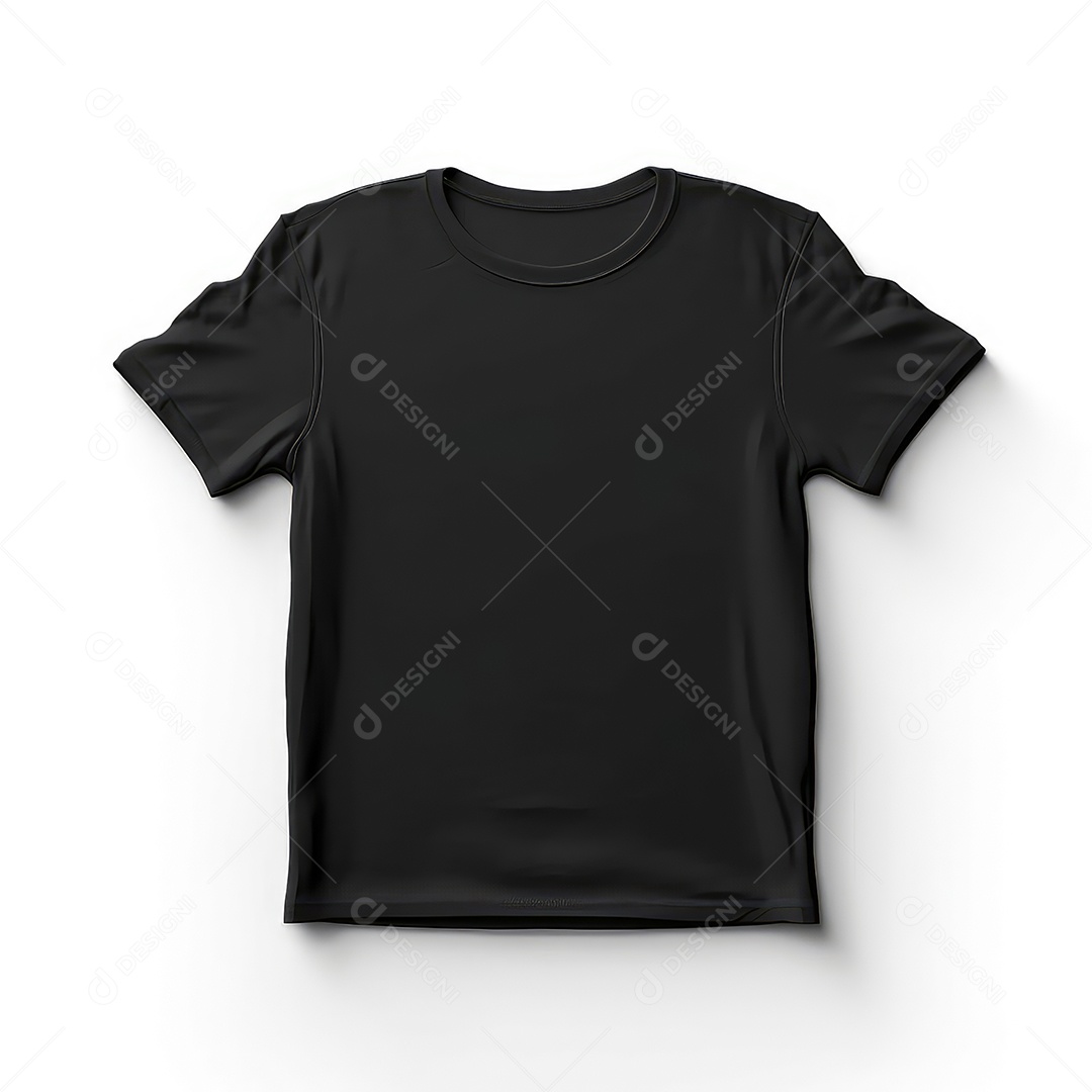 Camiseta preta simples sobre fundo branco