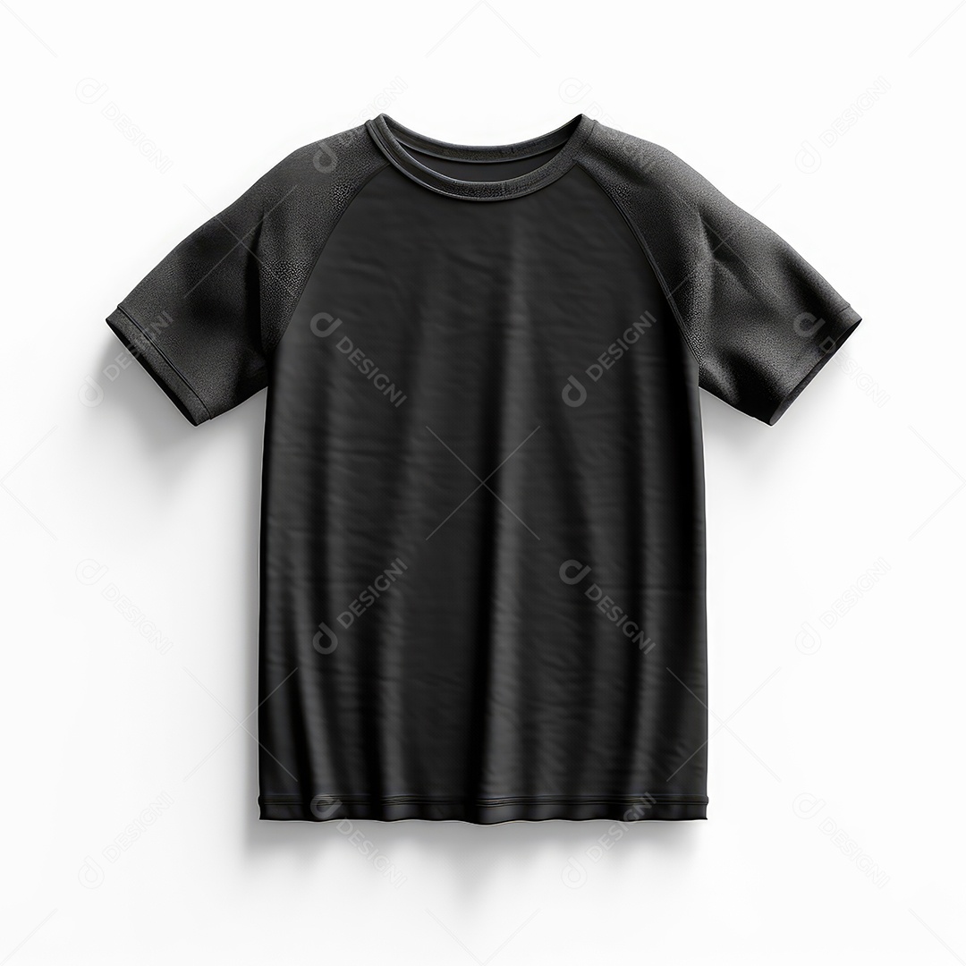 Camiseta preta simples sobre fundo branco