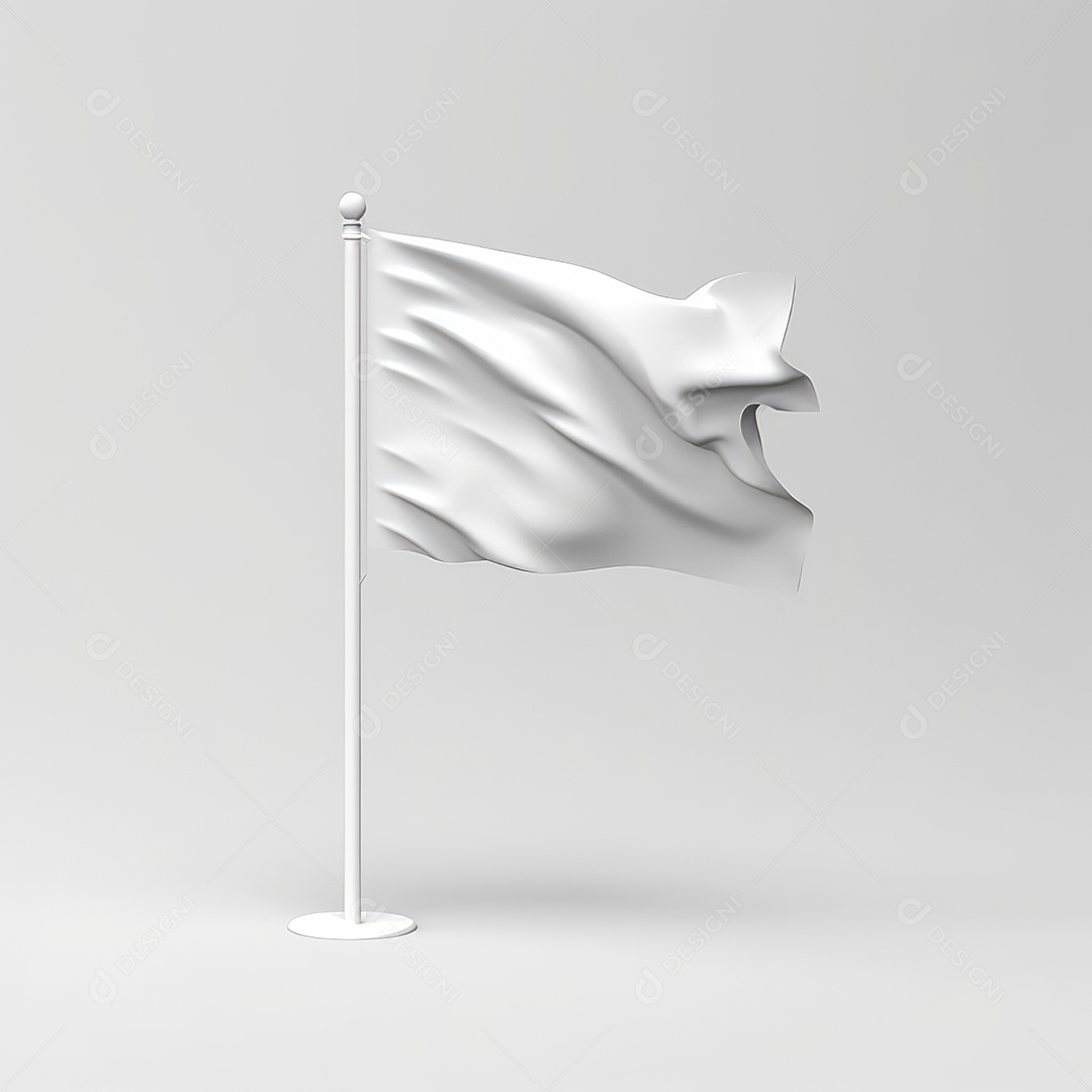 A imagem mostra uma bandeira branca lisa hasteada em um mastro