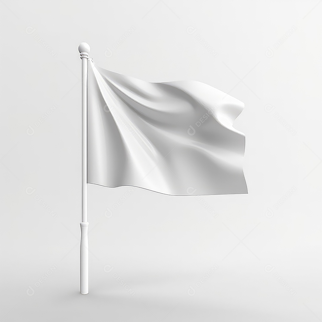 A imagem mostra uma bandeira branca lisa hasteada em um mastro