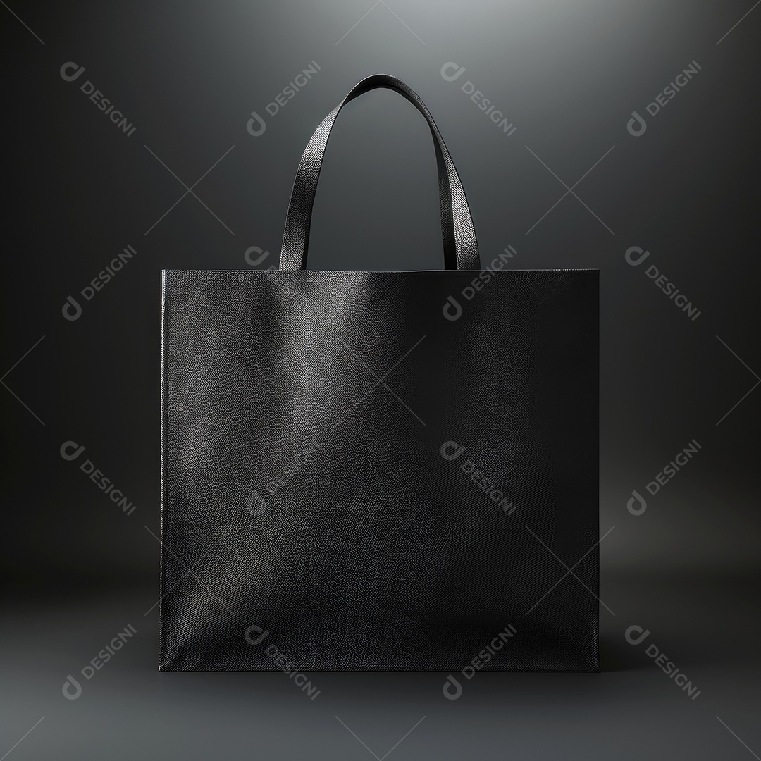 Bolsa de couro preta feminina sobre fundo escuro