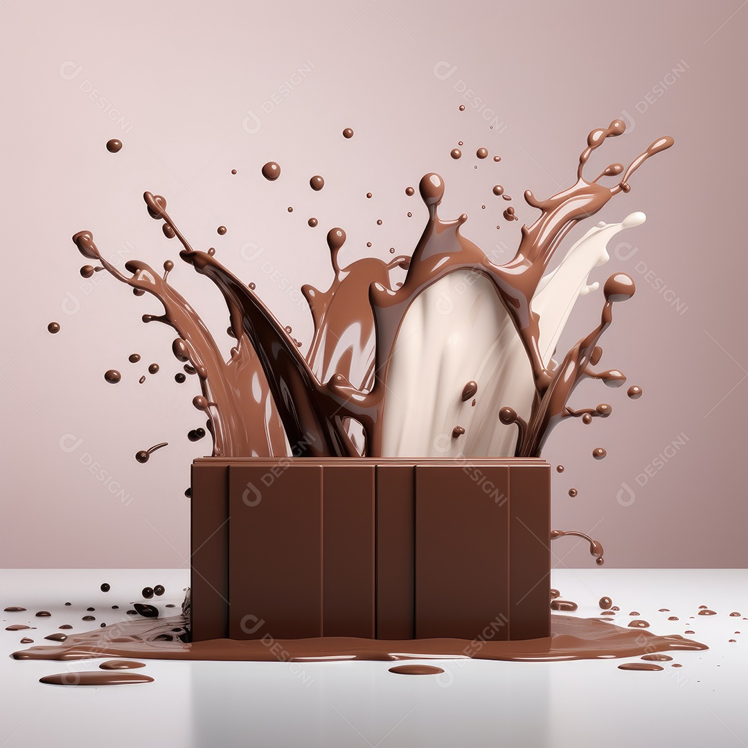 Bolo com fonte de chocolate