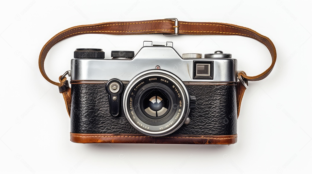 Câmera retro isolada em fundo branco