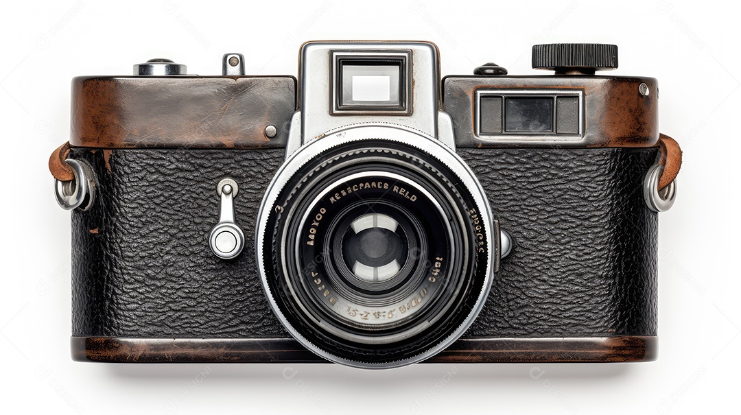 Câmera retro isolada em fundo branco