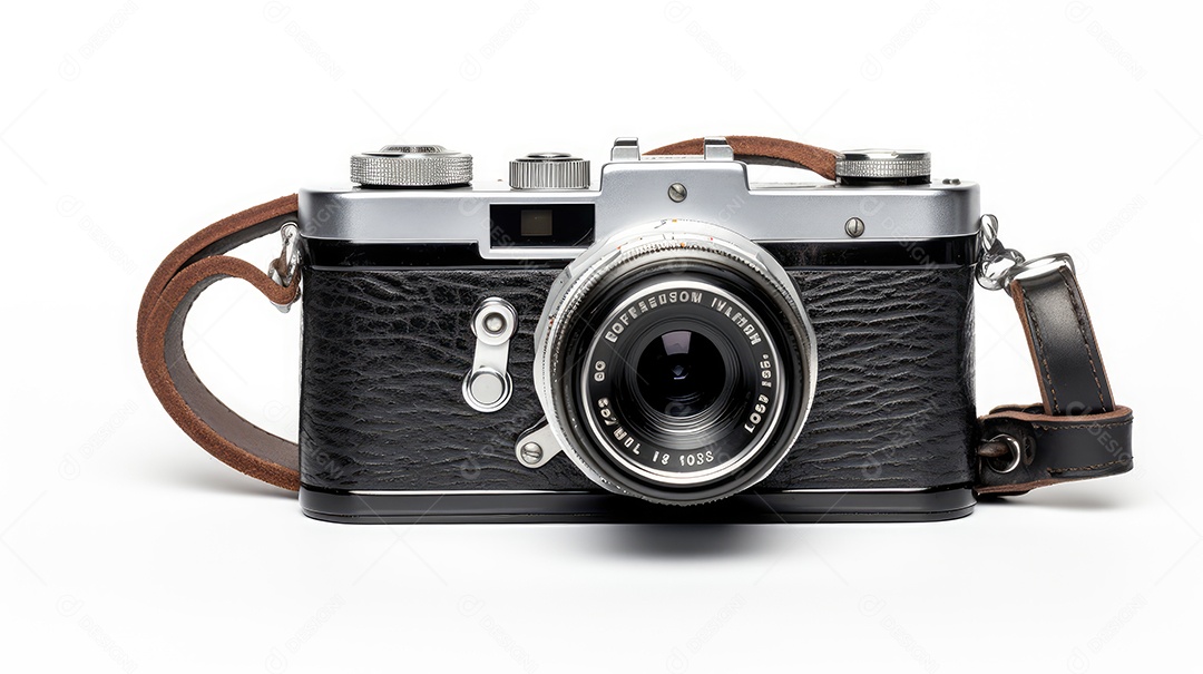 Câmera retro isolada em fundo branco