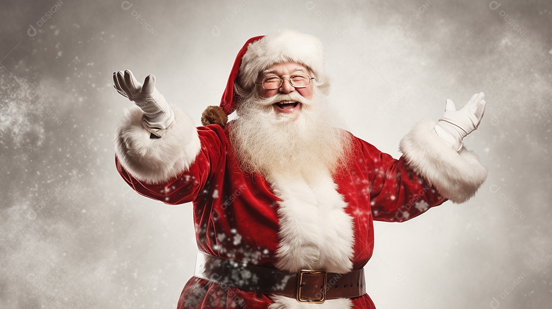 Papai Noel sorrindo em uma noite mágica de neve IA generativa