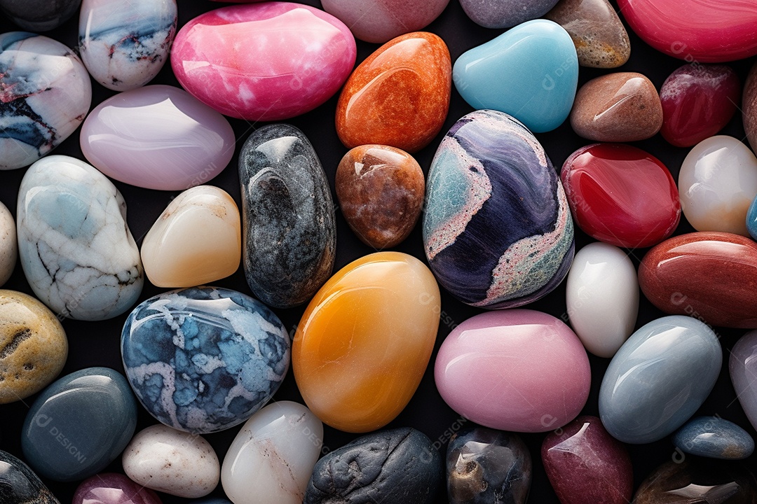 Pedras naturais de cores diferentes Coleção de pedras minerais Fundo natural IA generativa