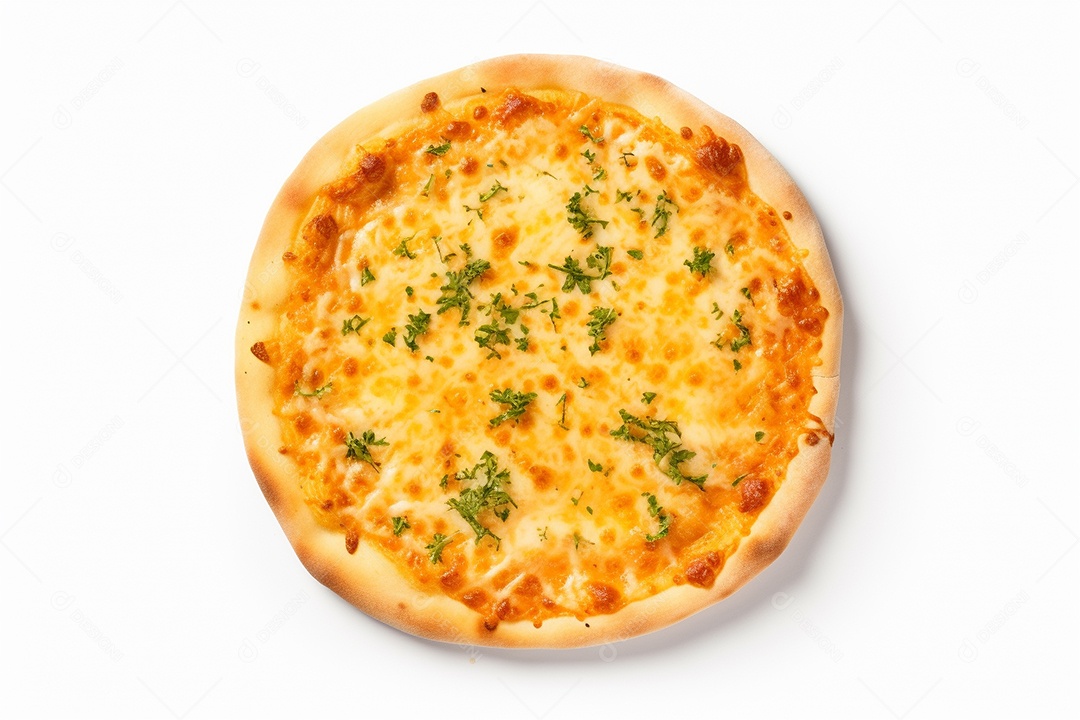 Foto de estúdio de uma pizza apetitosa em um fundo branco generative IA