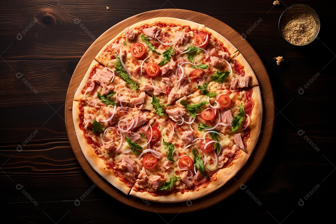 Foto de estúdio de uma pizza apetitosa em um fundo isolado generative IA