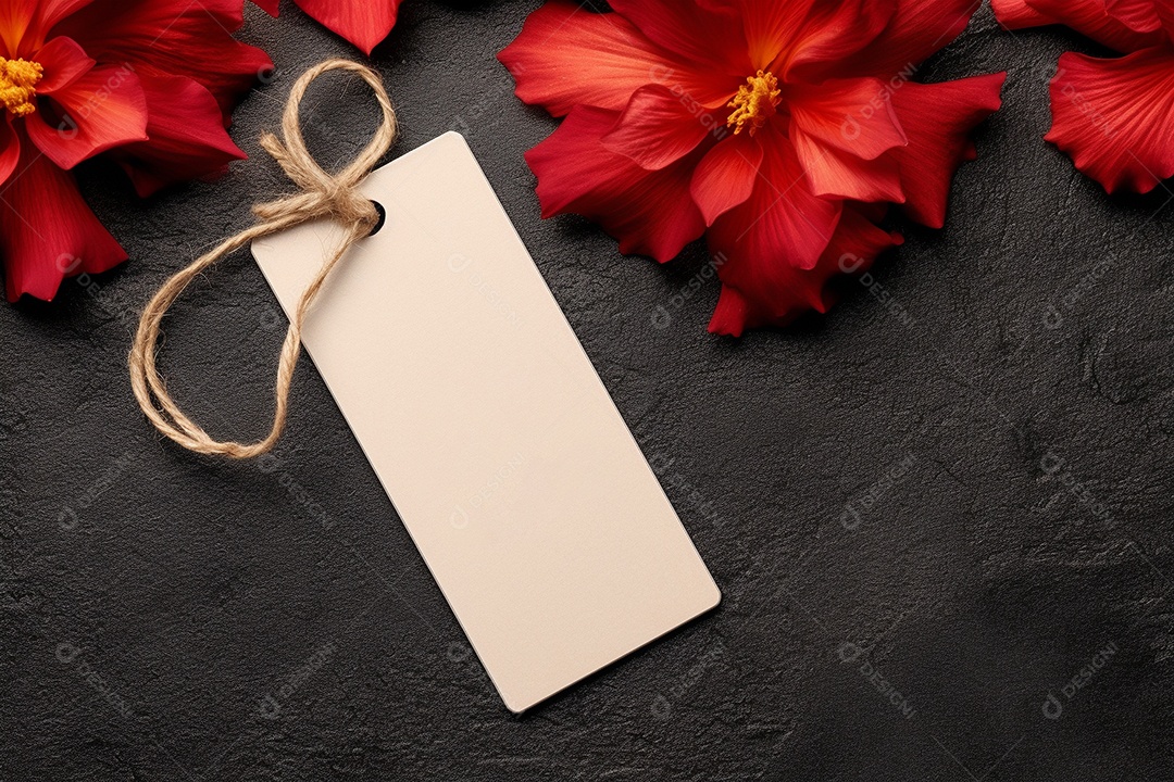 Uma etiqueta branca com laço dourado sobre fundo escuro IA generativa