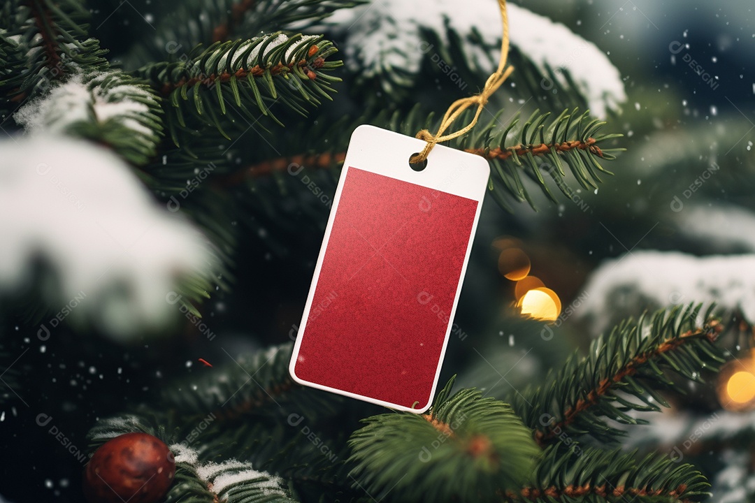 Uma etiqueta vermelha com laço dourado sobre fundo escuro IA generativa