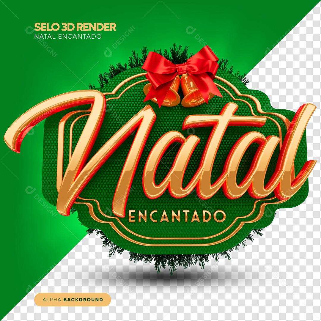 Selo 3D Natal Encantado Para Composição PSD
