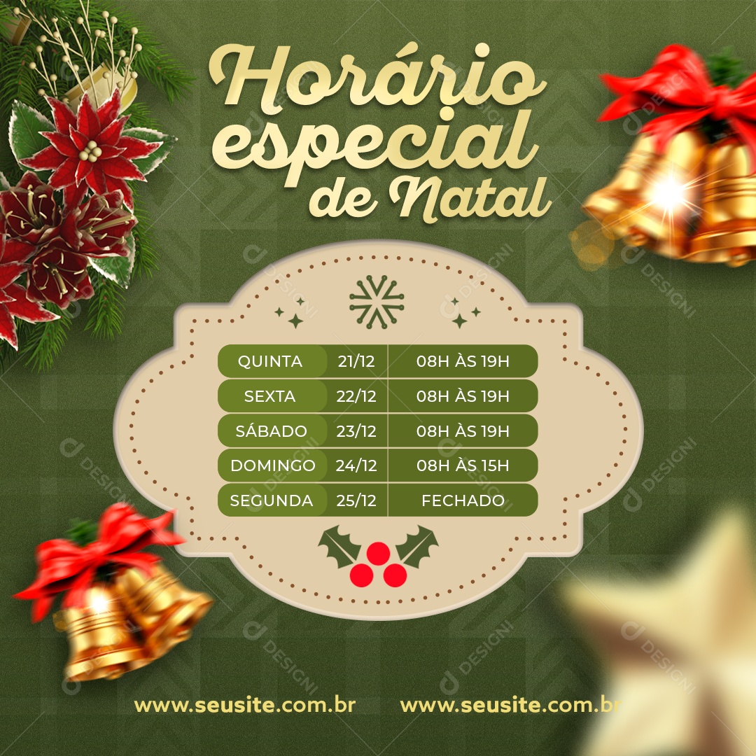 Horário Especial De Natal Social Media PSD Editável