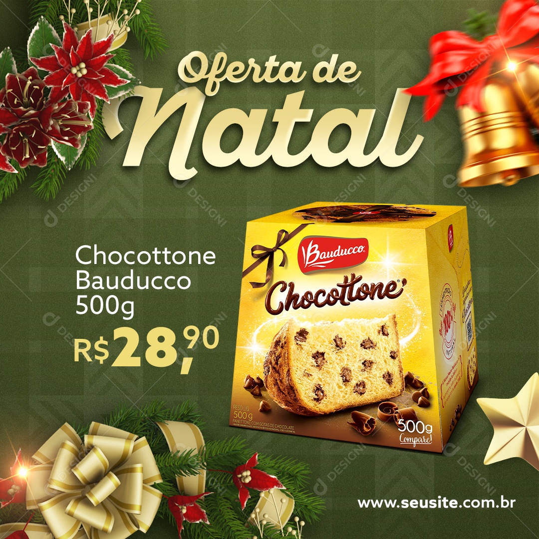 Oferta De Natal Chocottone Social Media PSD Editável