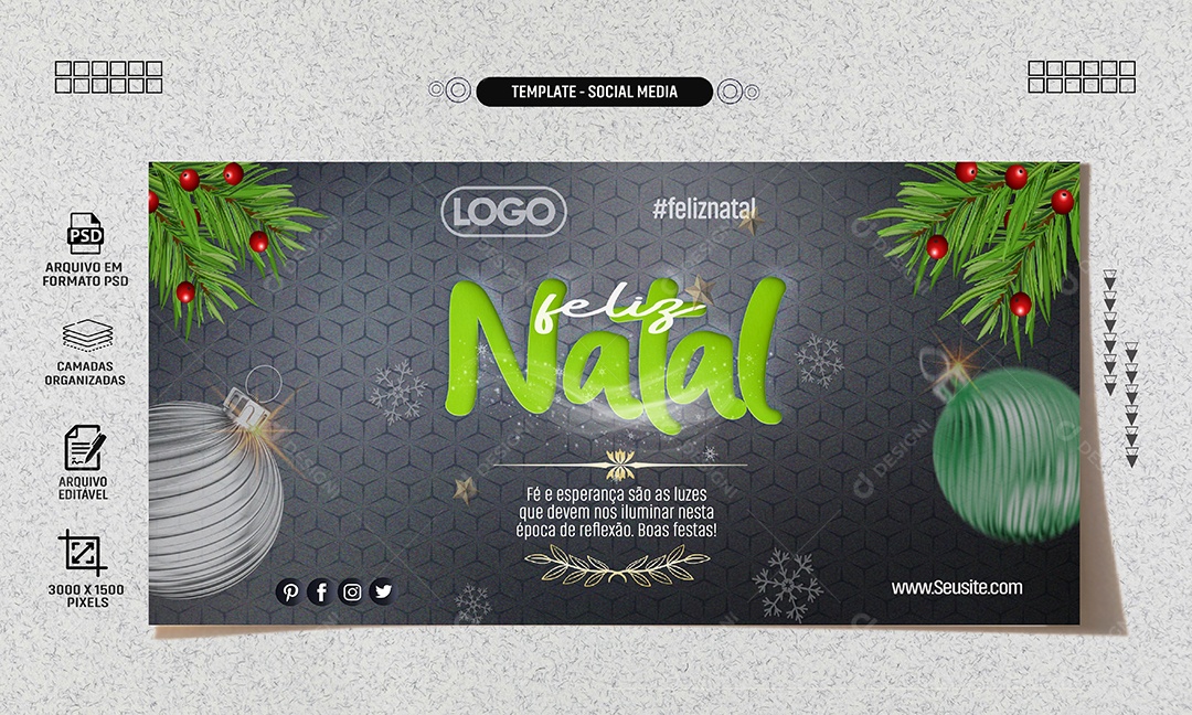 Social Media Banner Merry Christmas Faith and Hope Editable PSD