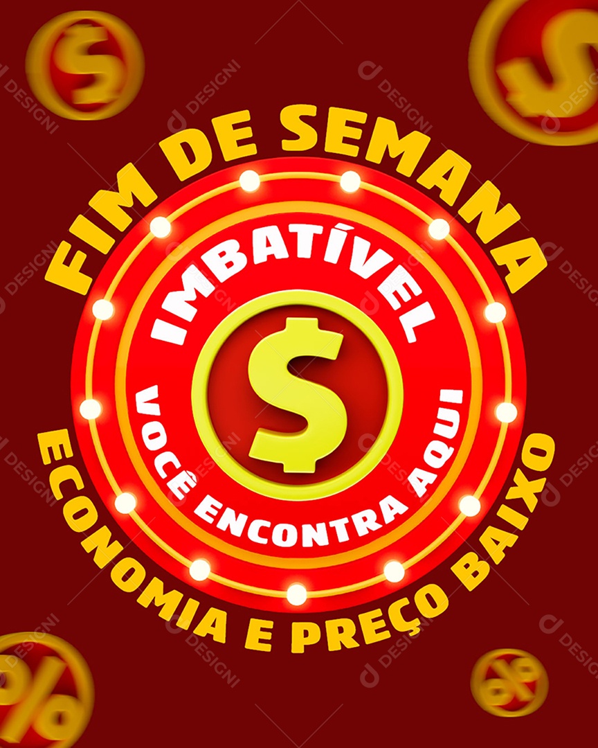 Fim de Semana Imbatível Você Encontra Aqui Economia e Preço Baixo Social Media PSD Editável