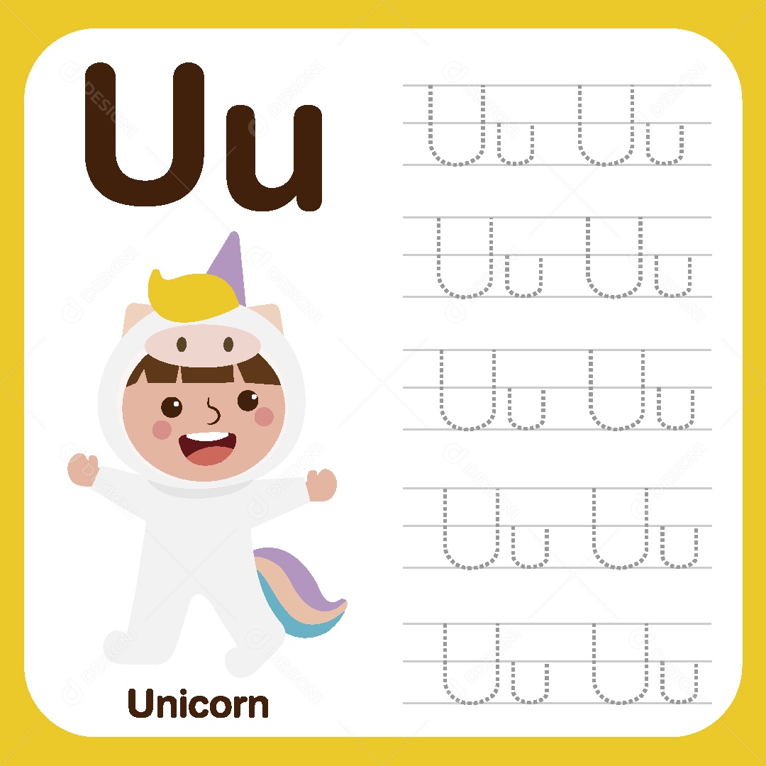 Alfabeto Divertido Letra U Ilustração Vetor EPS