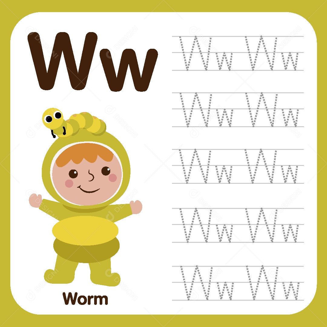 Alfabeto Divertido Letra W Ilustração Vetor EPS