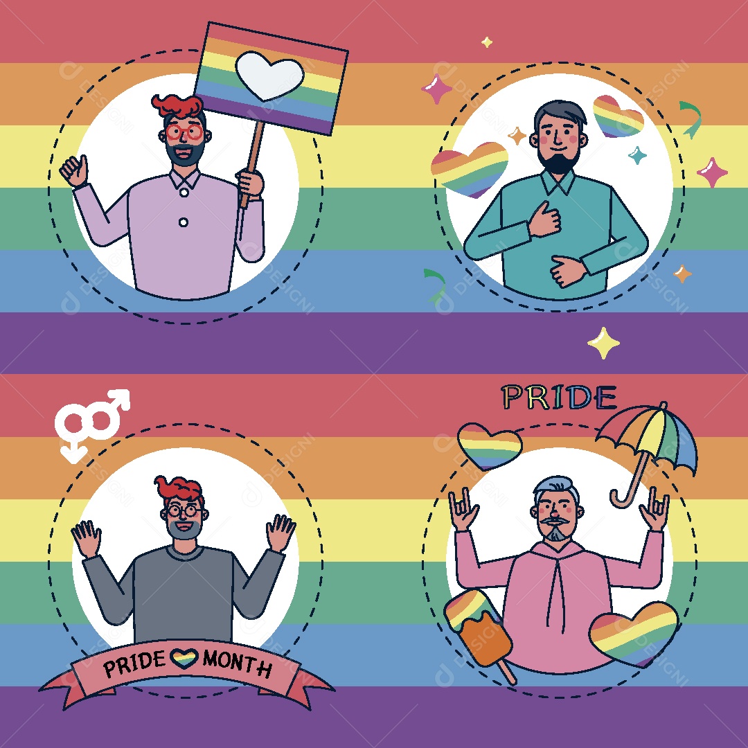 Feliz Mês do Orgulho LGBT Ilustração Vetor EPS