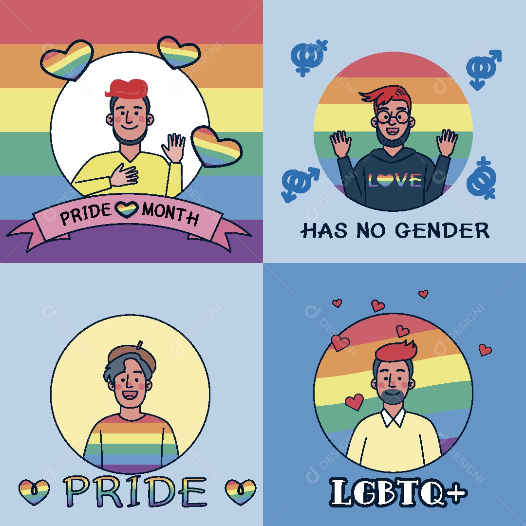 Feliz Mês do Orgulho LGBT Ilustração Vetor EPS