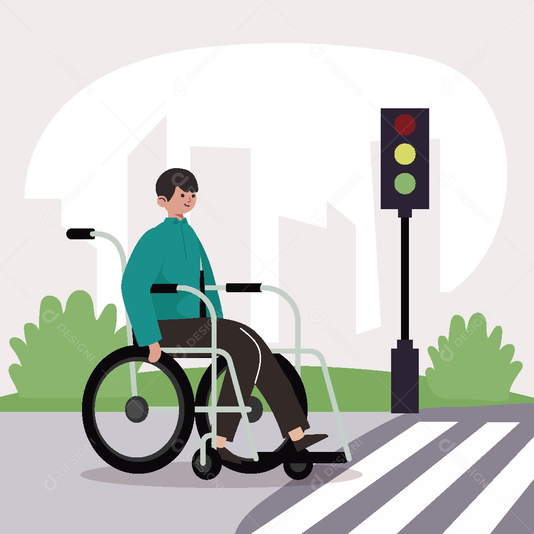 Personagem com Deficiência Atravancado a Rua Vetor EPS
