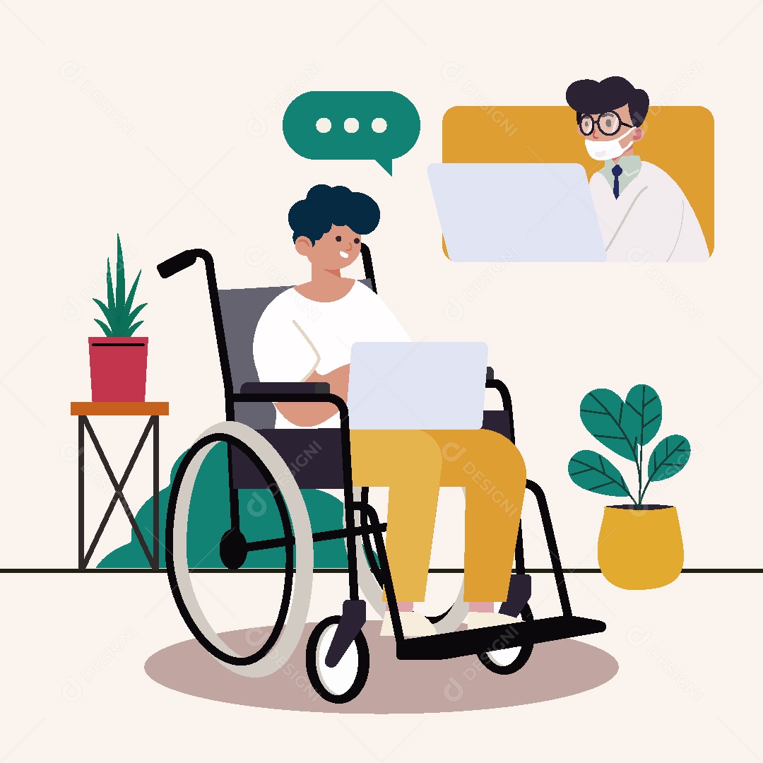 Paciente com Deficiência Conversando com Medico Vetor EPS