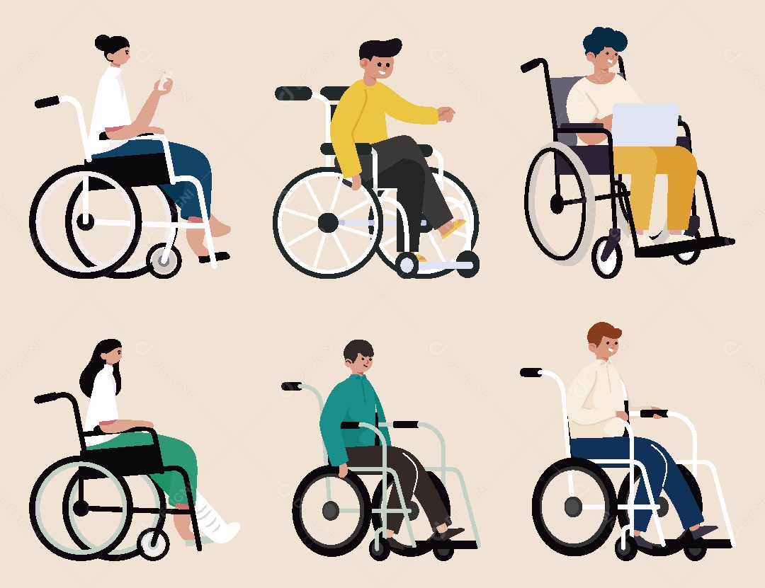 Pessoas com Deferência Realizando Ações Vetor EPS