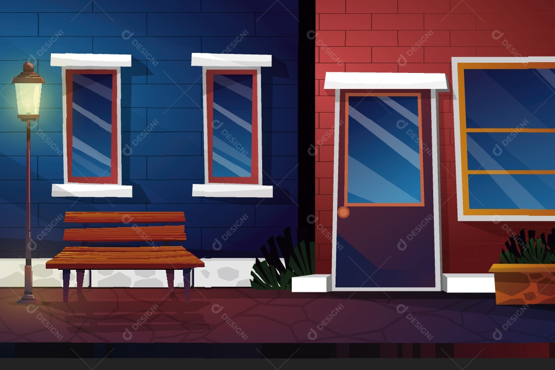 Bela Vista de Frente de Casas Ilustração Vetor EPS