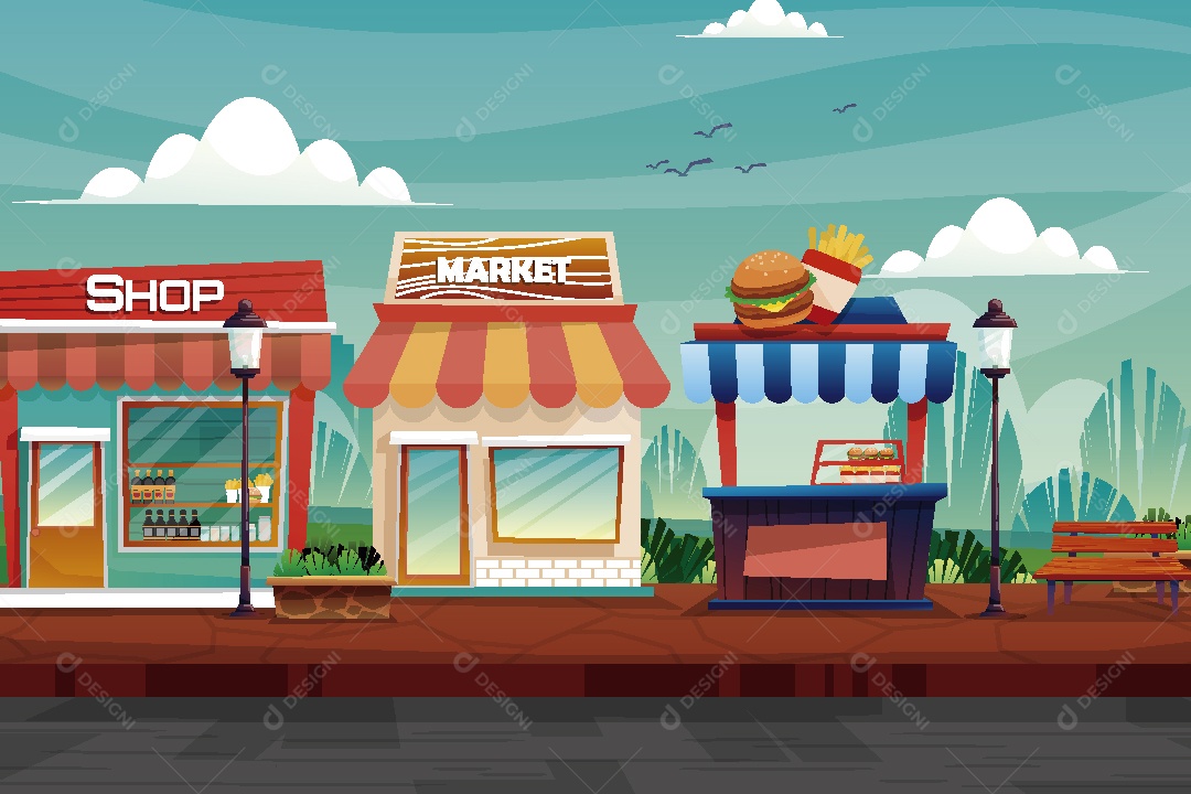 Fachadas de Lojas Ilustração Vetor EPS