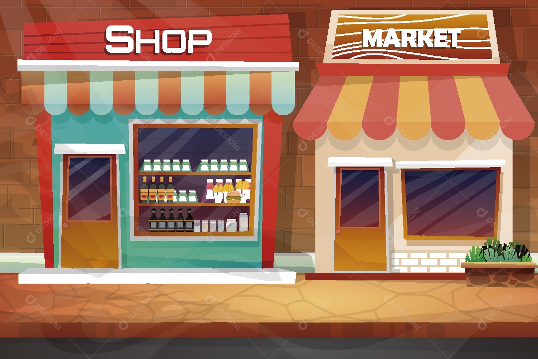 Fachada de Lojas Ilustração Vetor EPS