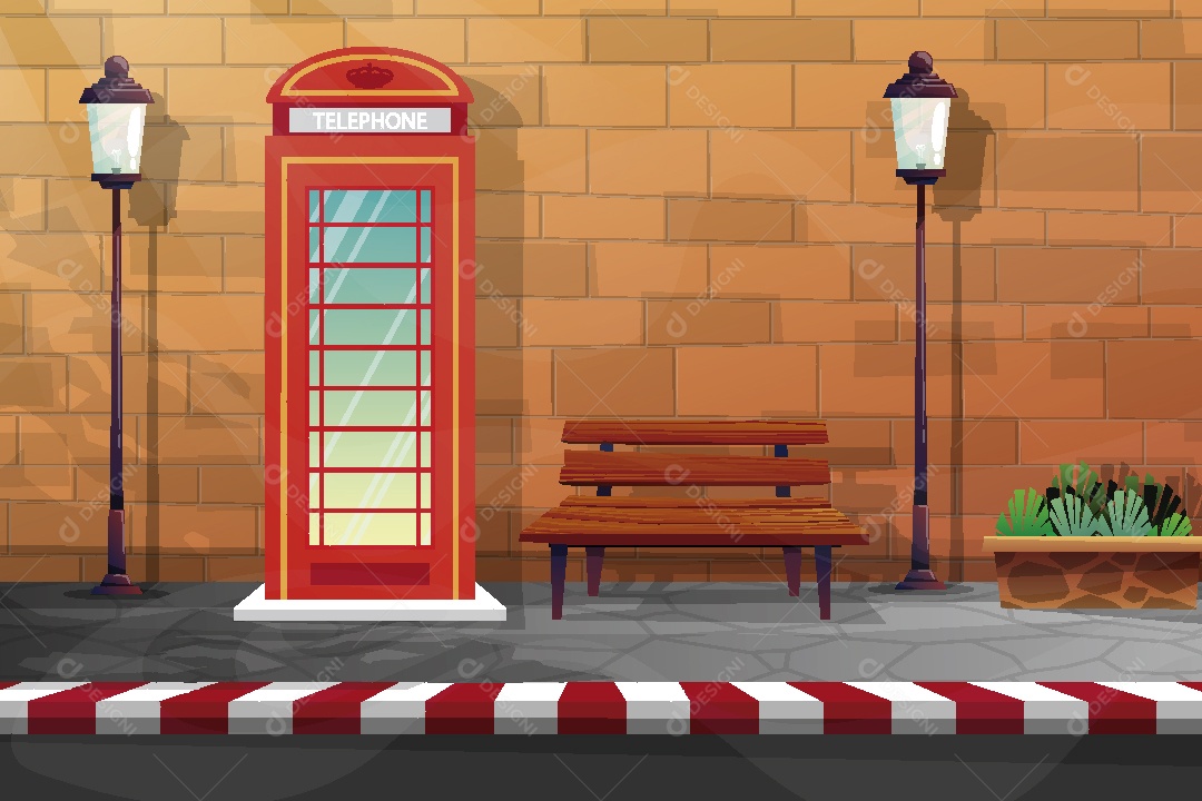 Banco na Beira da Rua Ilustração Vetor EPS