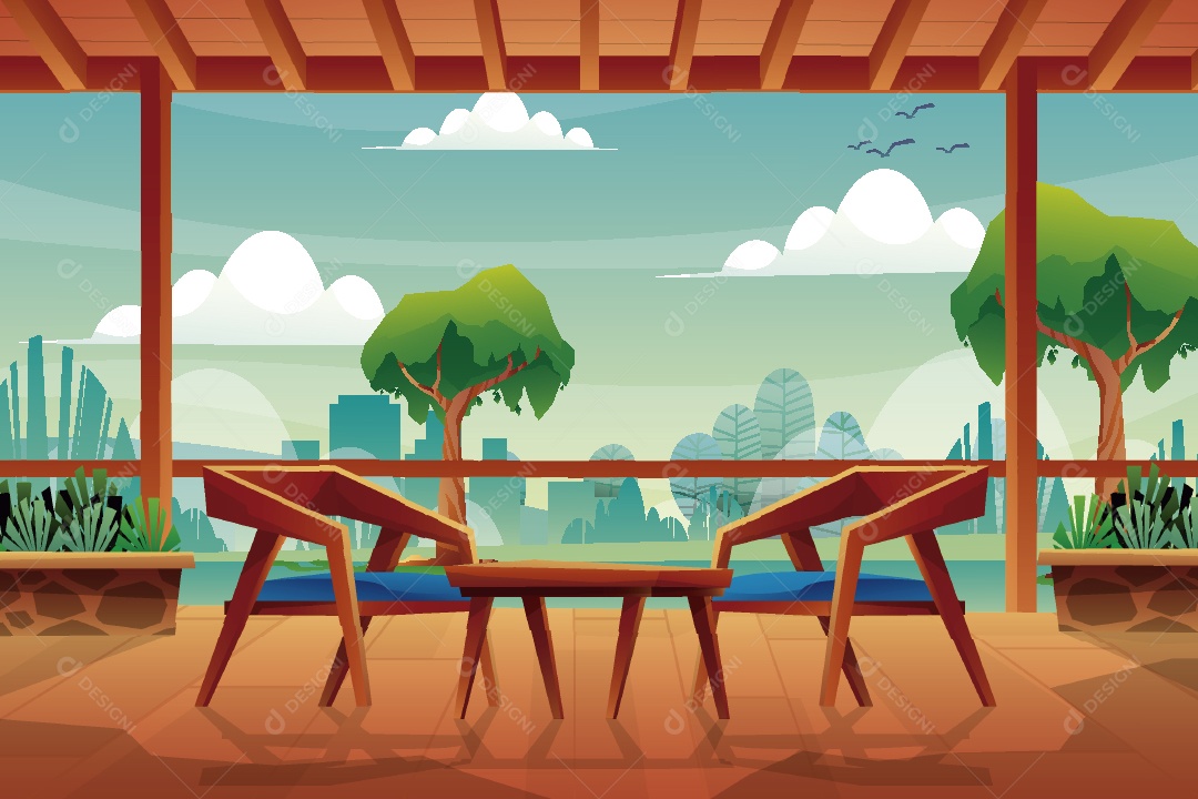 Ambiente de Estar Ilustração Vetor EPS