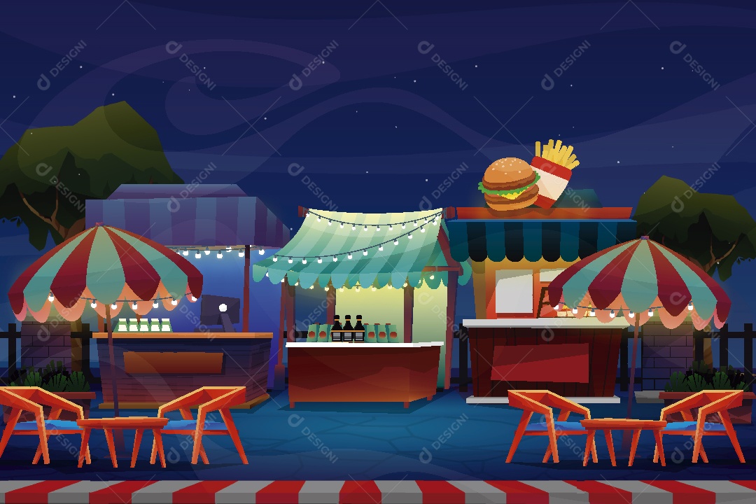 Praça de Alimentação Ilustração Vetor EPS