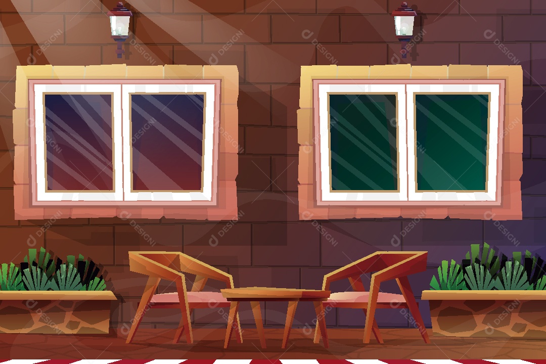 Ambiente de uma Lanchonete Ilustração Vetor EPS