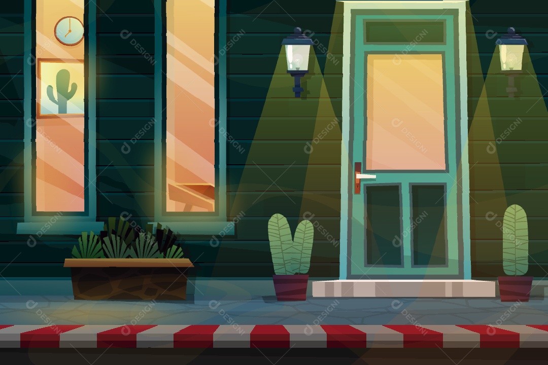 Fachada de uma Casa Ilustração Vetor EPS