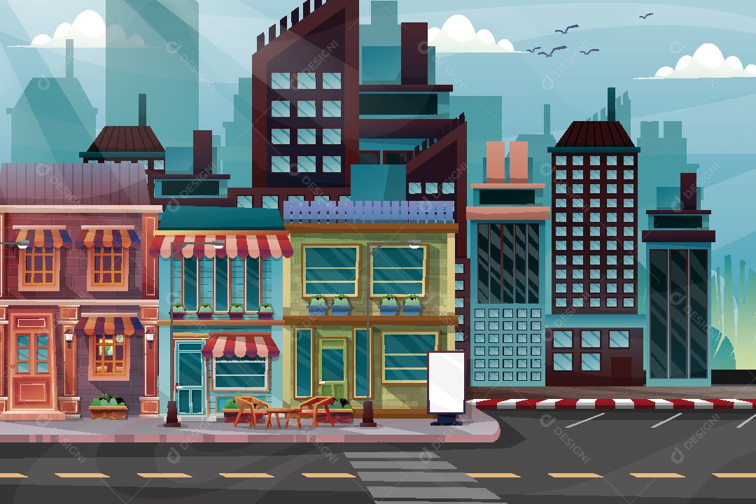 Bala Vista Urbana Ilustração Vetor EPS