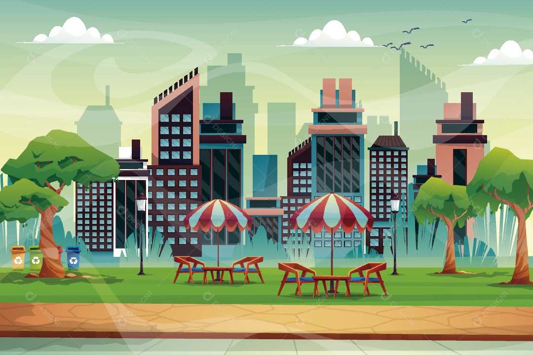 Bala Vista Urbana Ilustração Vetor EPS