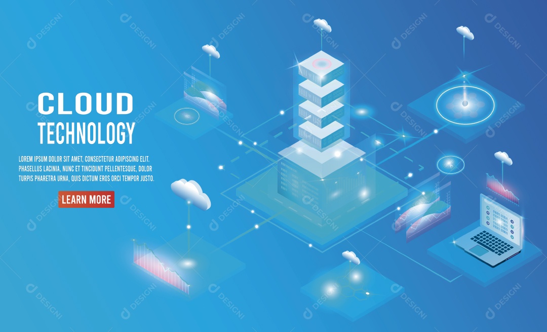 Armazenamento em Nuvem Ilustração Vetor EPS