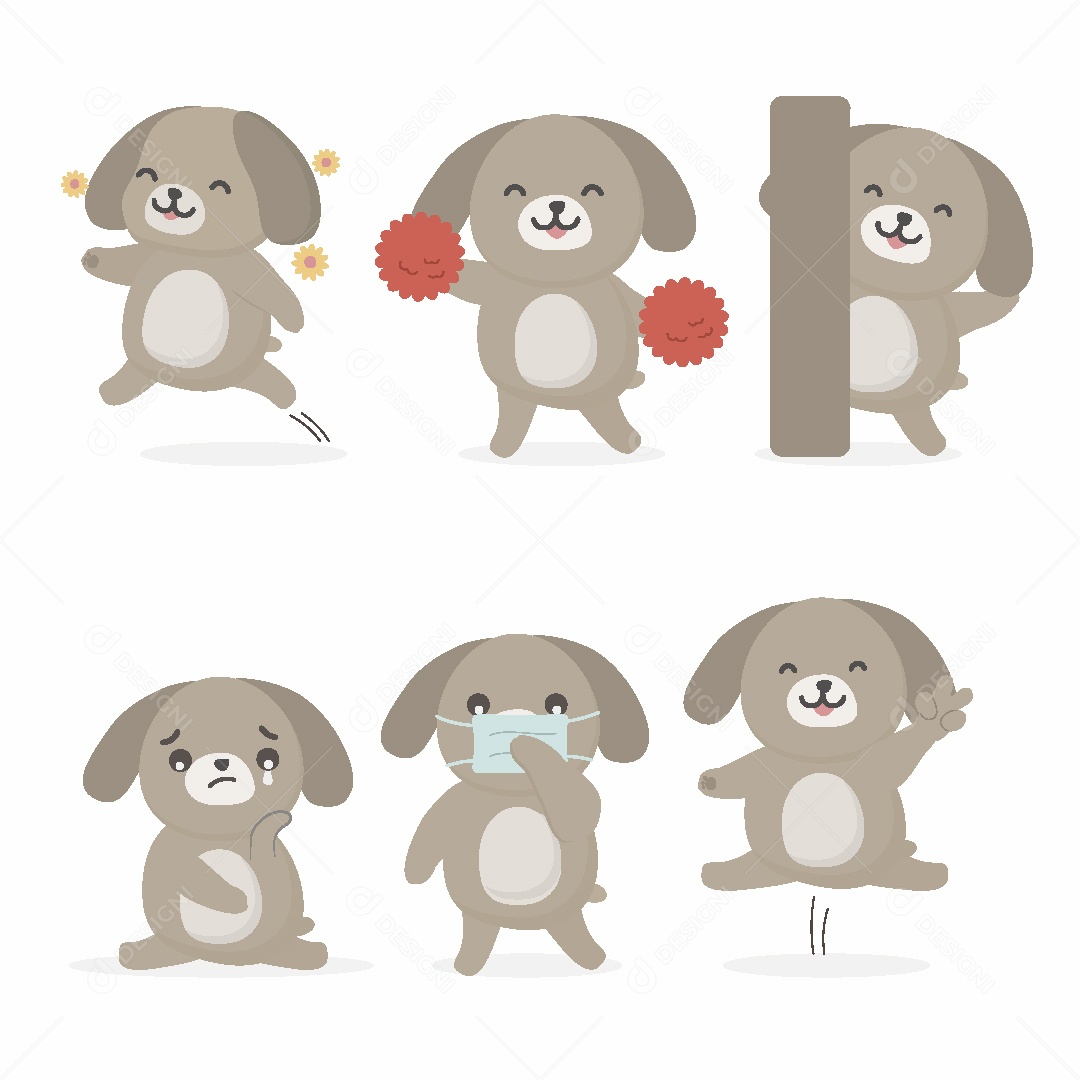 Conjunto de Expressões de um Cachorro Vetor EPS