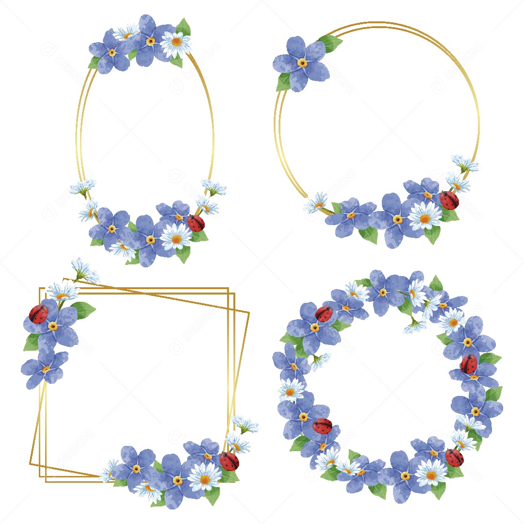 Moldura de Flores Ilustração Vetor EPS