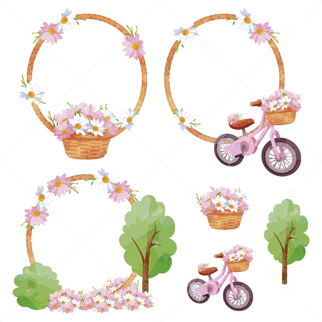 Moldura de Flores Ilustração Vetor EPS